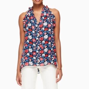 Kate Spade Blue Floral Silk Blouse